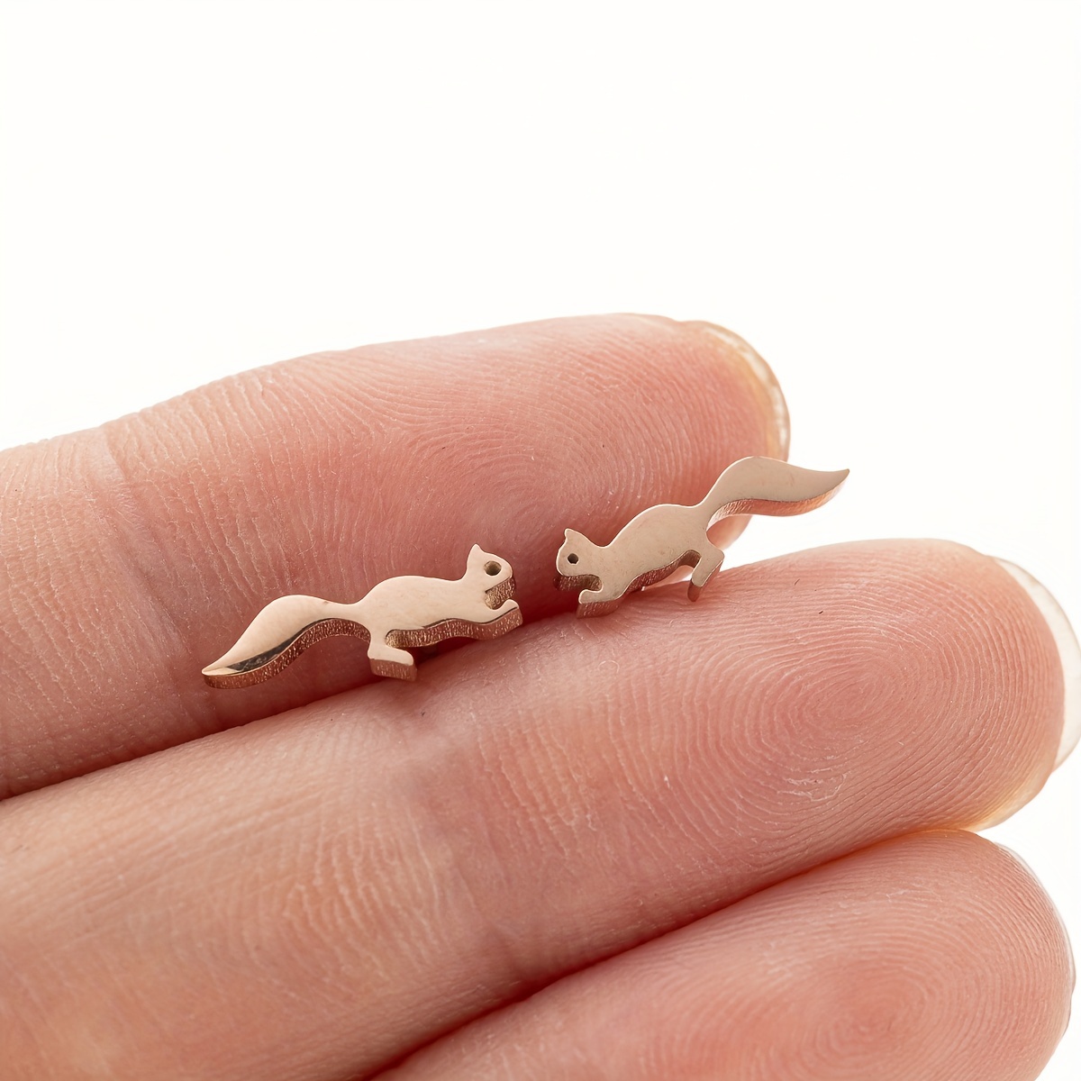 Stainless Steel Squirrel Stud Earrings, Animal Jewellery